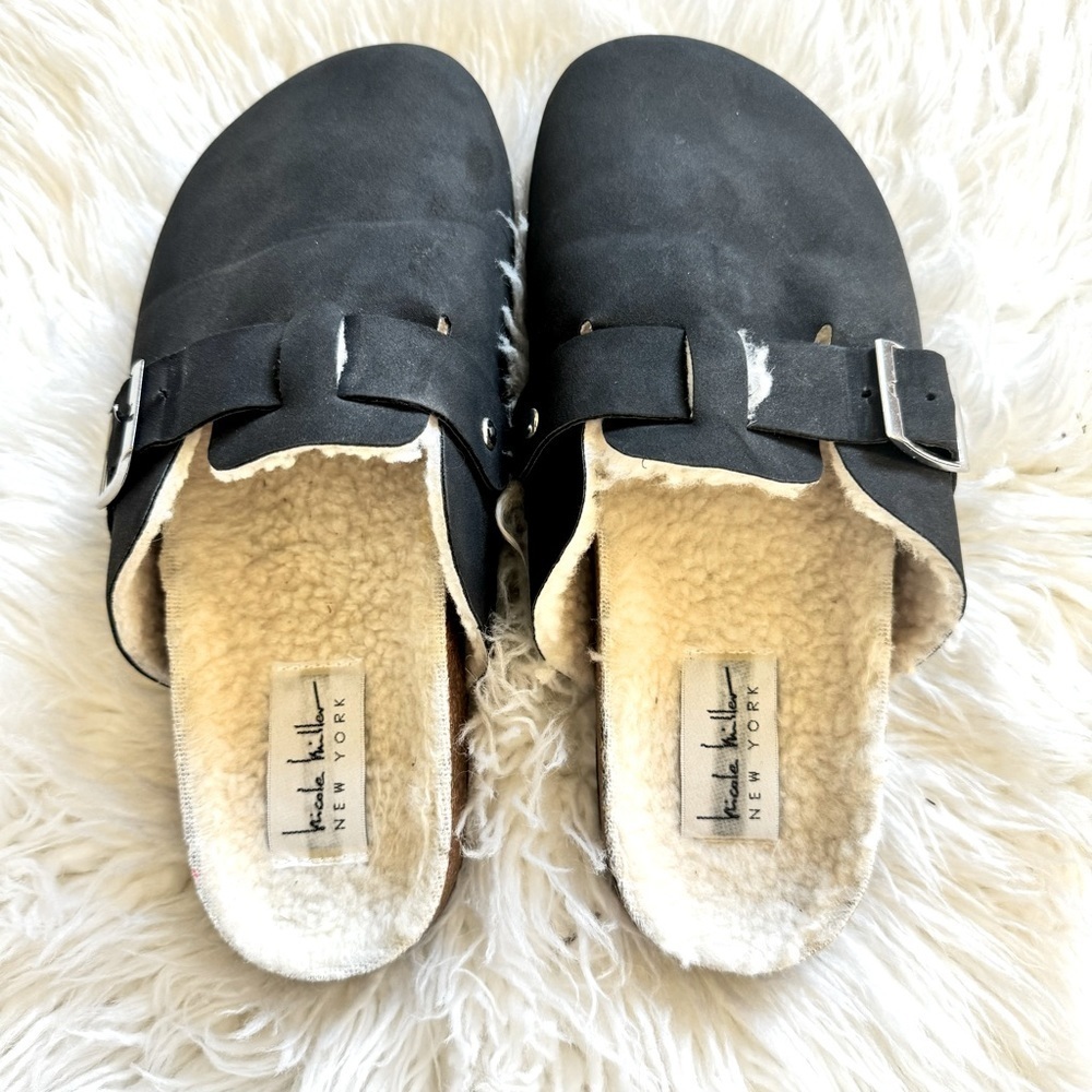Nicole Miller Faux Fur Footbed Clogs Women’s Size 7